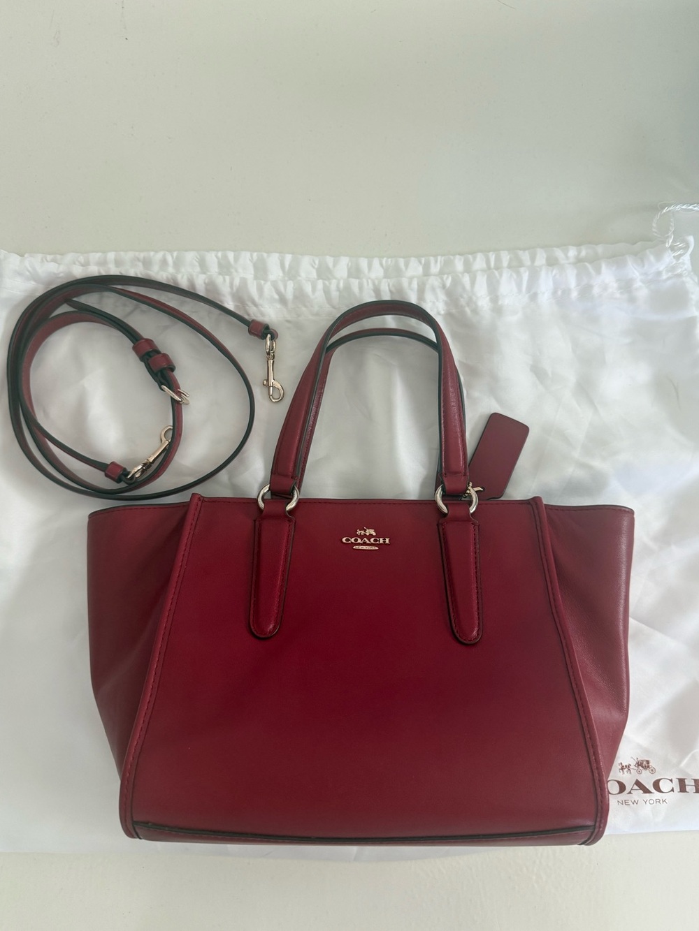 COACH Crosby Mini Carryall Red Currant Leather Satchel 33537